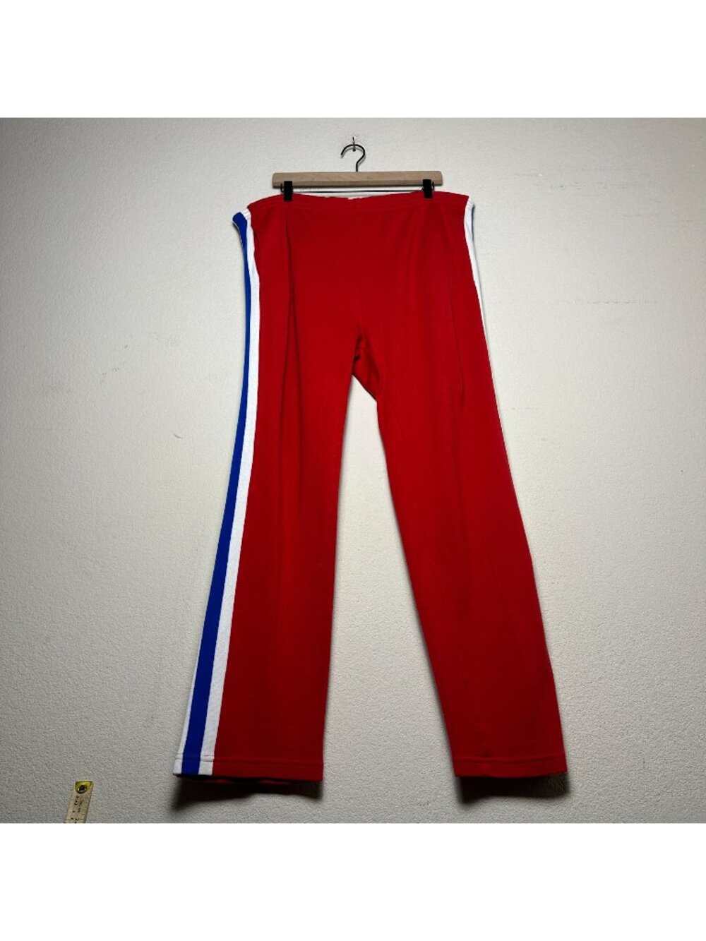 VTG Izod Lacoste Pant Men XL Red Track Pants 90s Red Blue Retro Elastic Miami